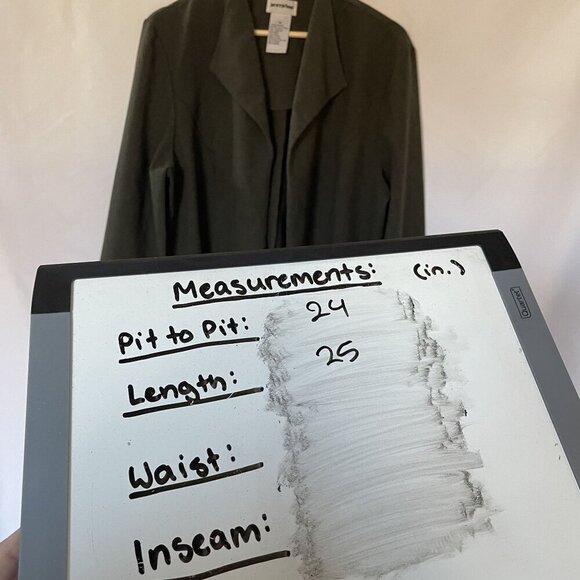 Perceptions olive green blazer women's size 16 business casual style comfortable - Picture 7 of 8